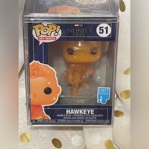 Hawkeye funko pop in hard plastic protector.